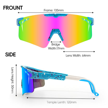 Sunglasses with measurements on a white background